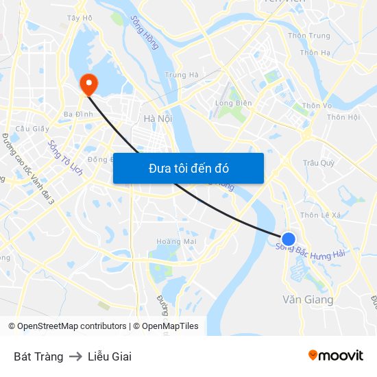 Bát Tràng to Liễu Giai map