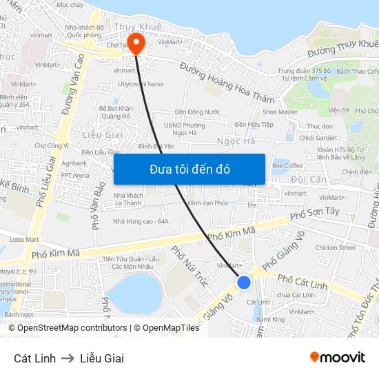 Cát Linh to Liễu Giai map
