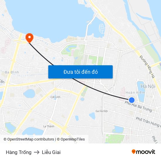 Hàng Trống to Liễu Giai map