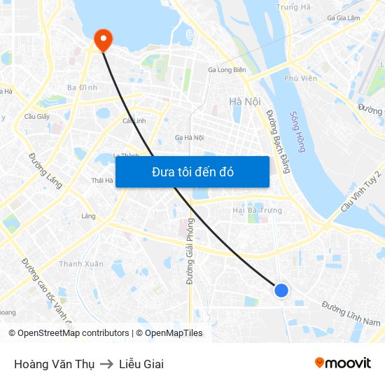 Hoàng Văn Thụ to Liễu Giai map