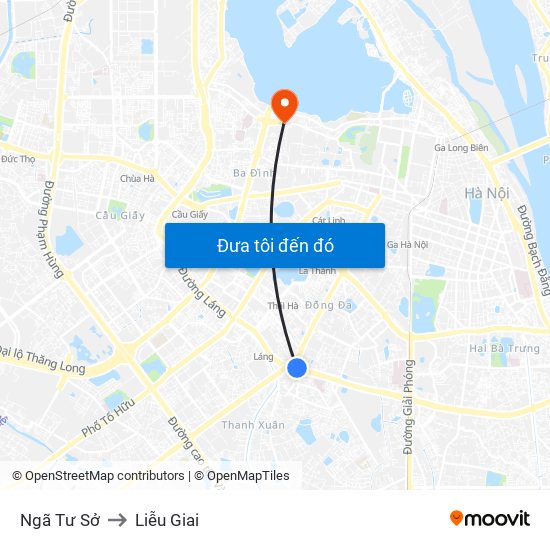 Ngã Tư Sở to Liễu Giai map