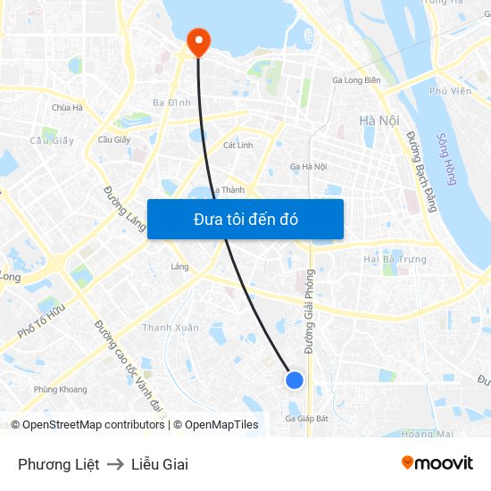 Phương Liệt to Liễu Giai map