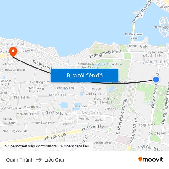 Quán Thánh to Liễu Giai map
