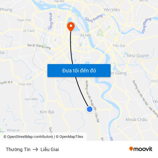 Thường Tín to Liễu Giai map