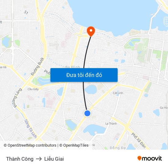 Thành Công to Liễu Giai map