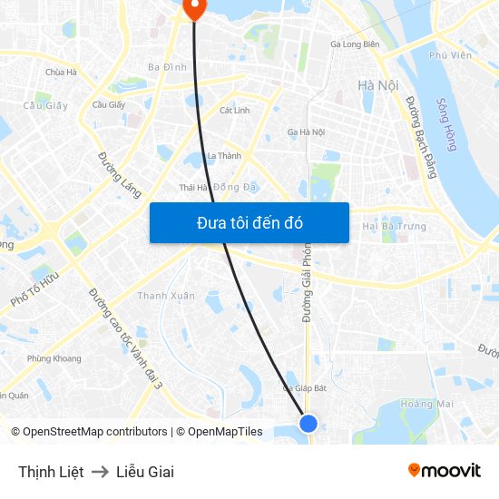 Thịnh Liệt to Liễu Giai map
