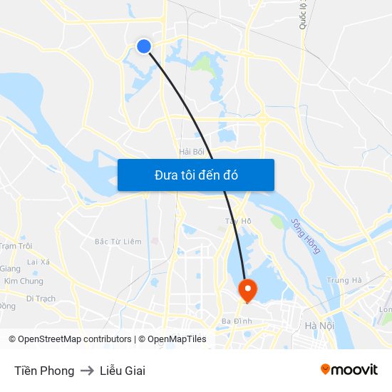 Tiền Phong to Liễu Giai map