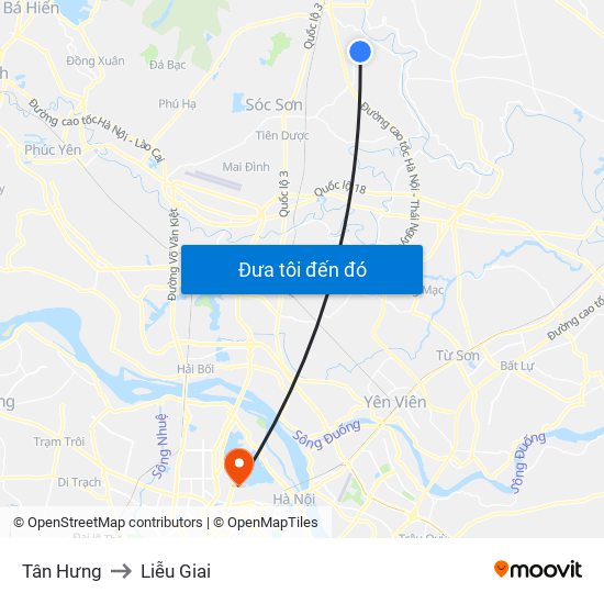 Tân Hưng to Liễu Giai map