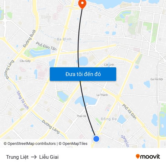 Trung Liệt to Liễu Giai map