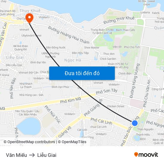 Văn Miếu to Liễu Giai map