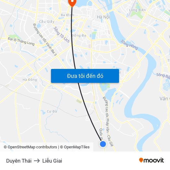 Duyên Thái to Liễu Giai map