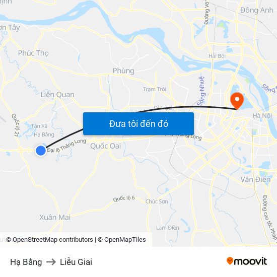 Hạ Bằng to Liễu Giai map