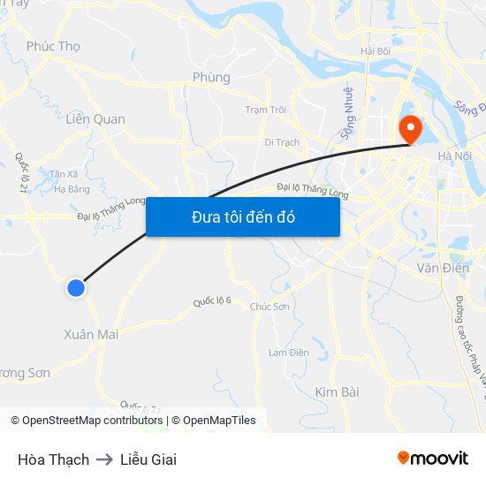 Hòa Thạch to Liễu Giai map