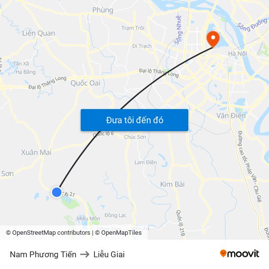 Nam Phương Tiến to Liễu Giai map