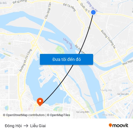 Đông Hội to Liễu Giai map