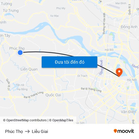 Phúc Thọ to Liễu Giai map