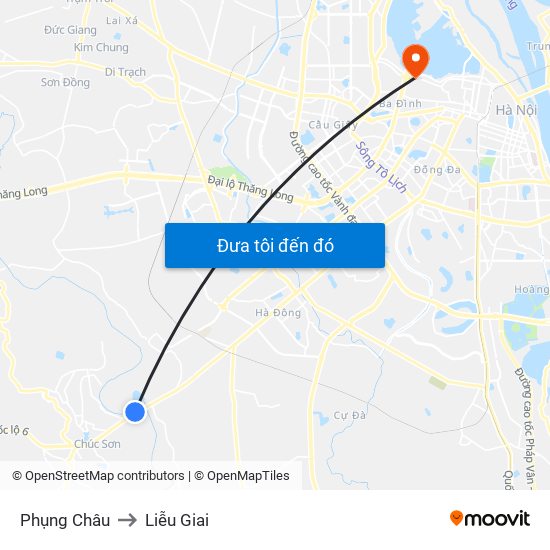 Phụng Châu to Liễu Giai map