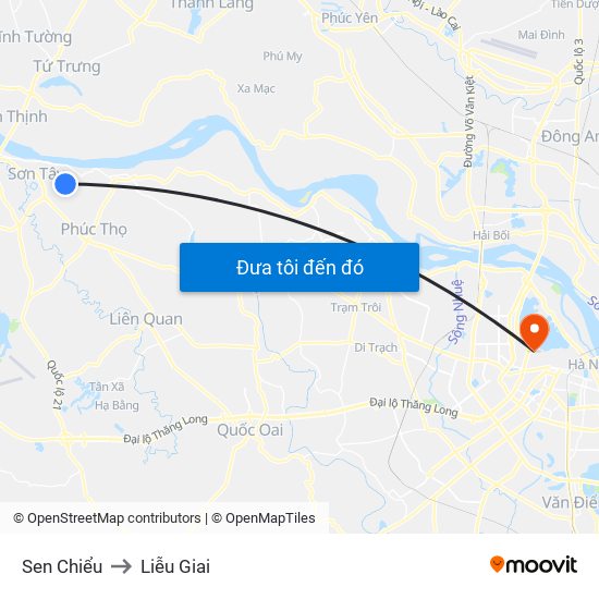 Sen Chiểu to Liễu Giai map