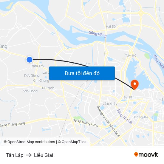 Tân Lập to Liễu Giai map