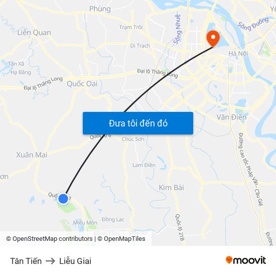 Tân Tiến to Liễu Giai map