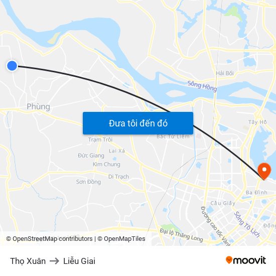 Thọ Xuân to Liễu Giai map