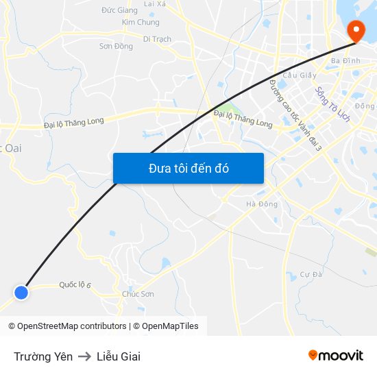 Trường Yên to Liễu Giai map