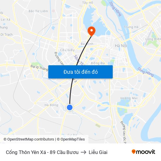 Cổng Thôn Yên Xá - 89 Cầu Bươu to Liễu Giai map