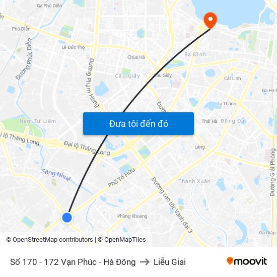 Số 170 - 172 Vạn Phúc - Hà Đông to Liễu Giai map