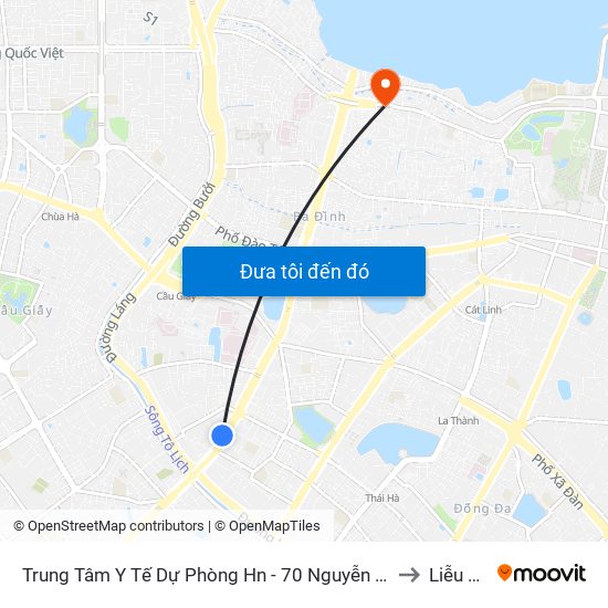 Trung Tâm Y Tế Dự Phòng Hn - 70 Nguyễn Chí Thanh to Liễu Giai map