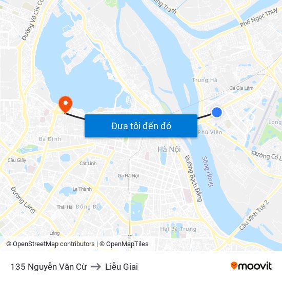 135 Nguyễn Văn Cừ to Liễu Giai map