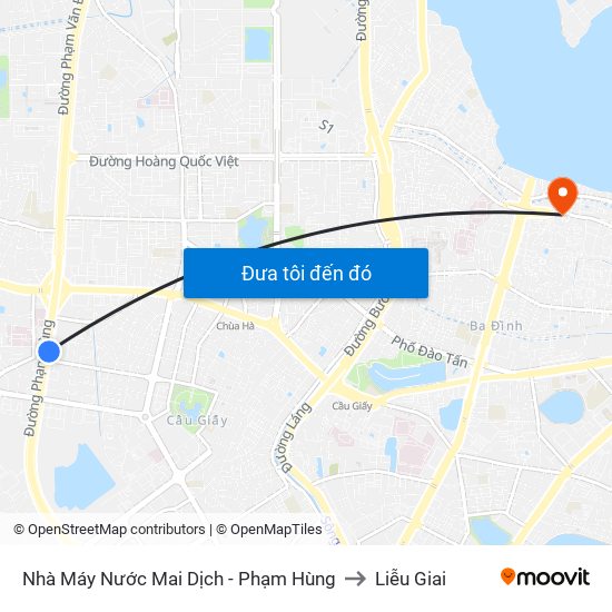 Nhà Máy Nước Mai Dịch - Phạm Hùng to Liễu Giai map