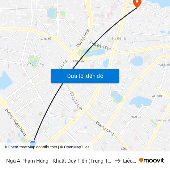 Ngã 4 Phạm Hùng - Khuất Duy Tiến (Trung Tâm Hội Nghị Quốc Gia) to Liễu Giai map