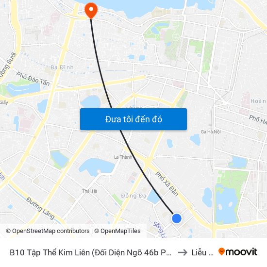 B10 Tập Thể Kim Liên (Đối Diện Ngõ 46b Phạm Ngọc Thạch) to Liễu Giai map