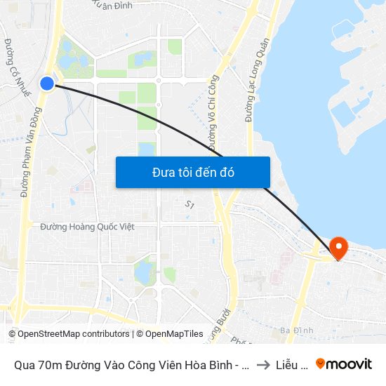 Qua 70m Đường Vào Công Viên Hòa Bình - Phạm Văn Đồng to Liễu Giai map