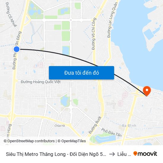 Siêu Thị Metro Thăng Long - Đối Diện Ngõ 599 Phạm Văn Đồng to Liễu Giai map