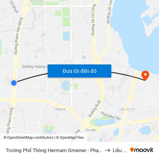 Số 9 Phạm Văn Đồng to Liễu Giai map