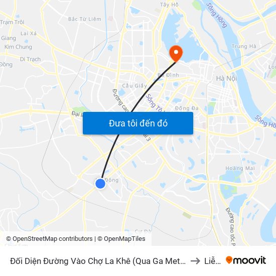 Đối Diện Đường Vào Chợ La Khê (Qua Ga Metro La Khê) - 405 Quang Trung (Hà Đông) to Liễu Giai map