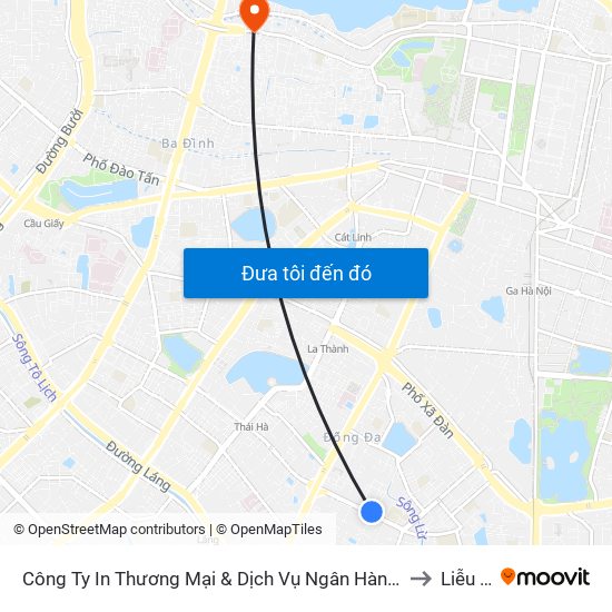 Công Ty In Thương Mại & Dịch Vụ Ngân Hàng - Số 10 Chùa Bộc to Liễu Giai map