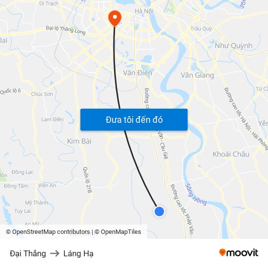 Đại Thắng to Láng Hạ map