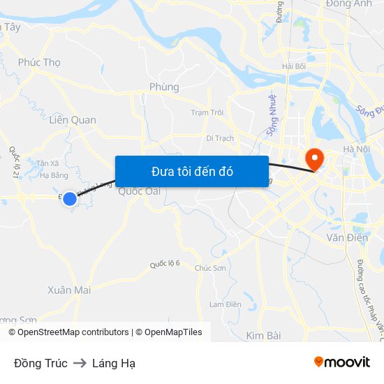 Đồng Trúc to Láng Hạ map