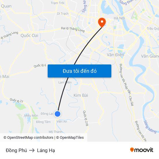 Đồng Phú to Láng Hạ map