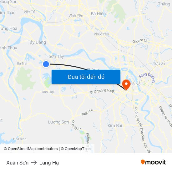 Xuân Sơn to Láng Hạ map