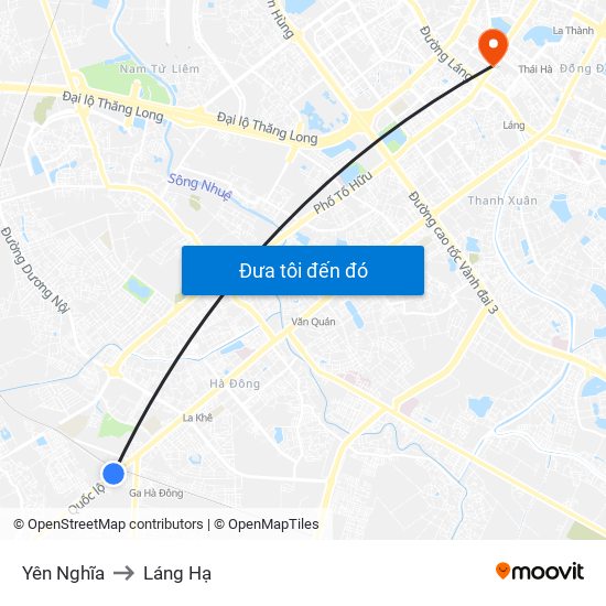 Yên Nghĩa to Láng Hạ map