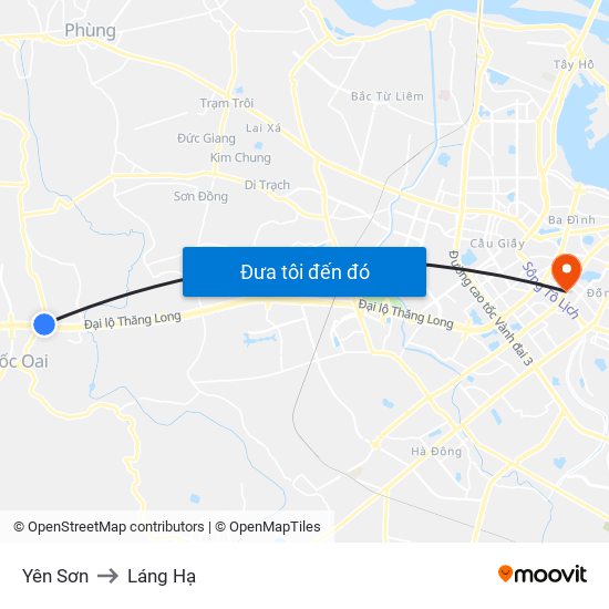 Yên Sơn to Láng Hạ map