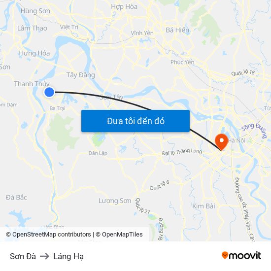Sơn Đà to Láng Hạ map