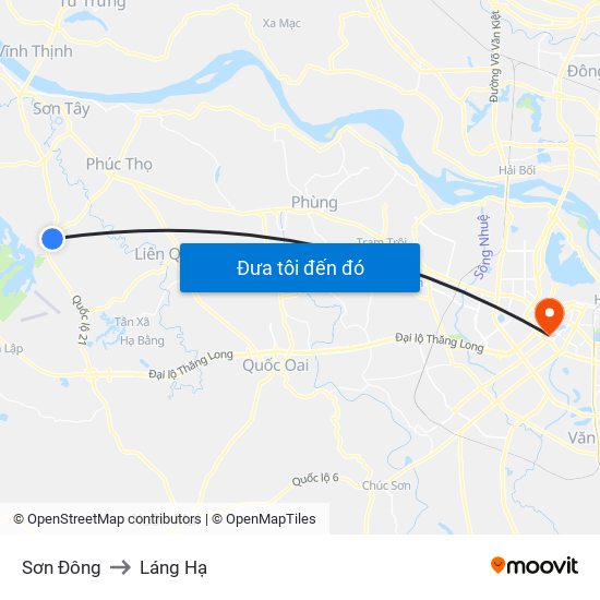 Sơn Đông to Láng Hạ map