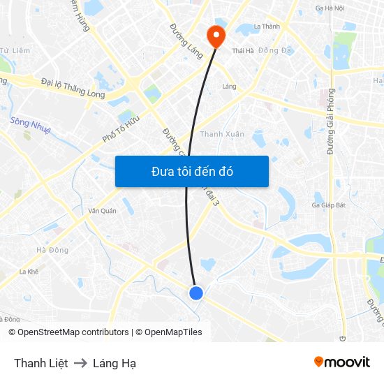 Thanh Liệt to Láng Hạ map