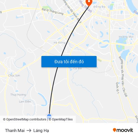 Thanh Mai to Láng Hạ map