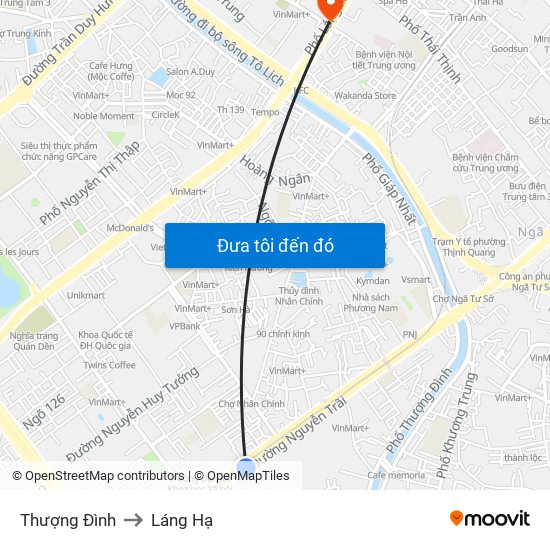 Thượng Đình to Láng Hạ map