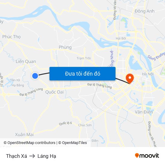 Thạch Xá to Láng Hạ map